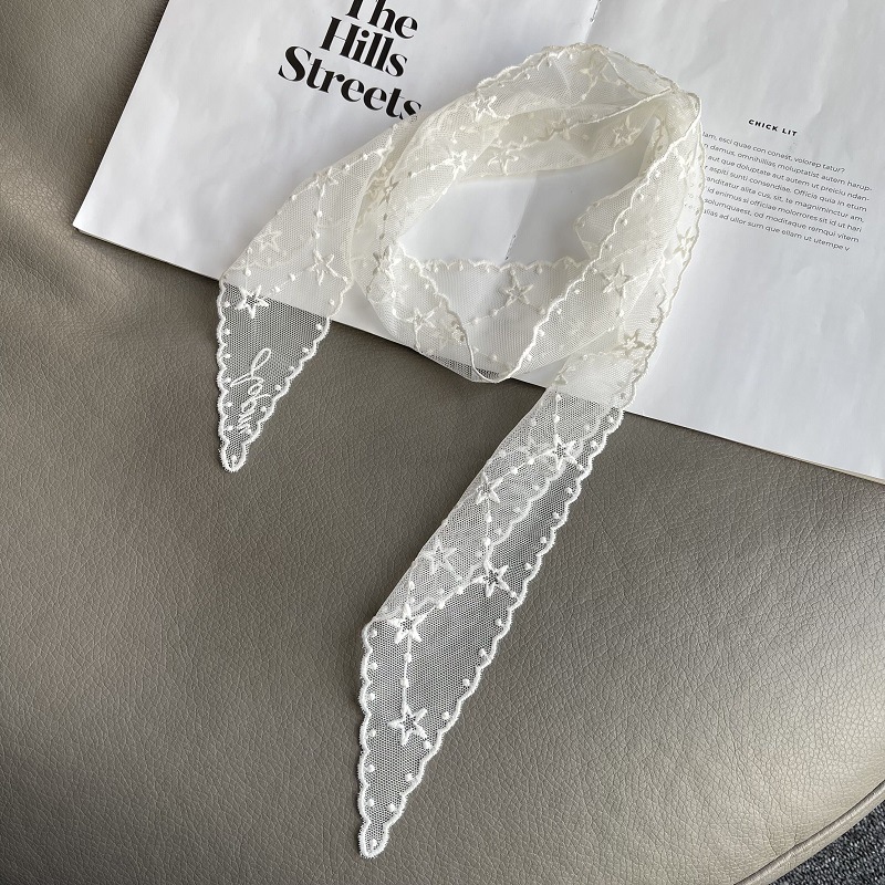 Summer Thin Lace Hollow-out Scarf Cyber Popular Thin Strip Scarf All-match Hair Tie Silk Scarf Decorative Scarf for Women