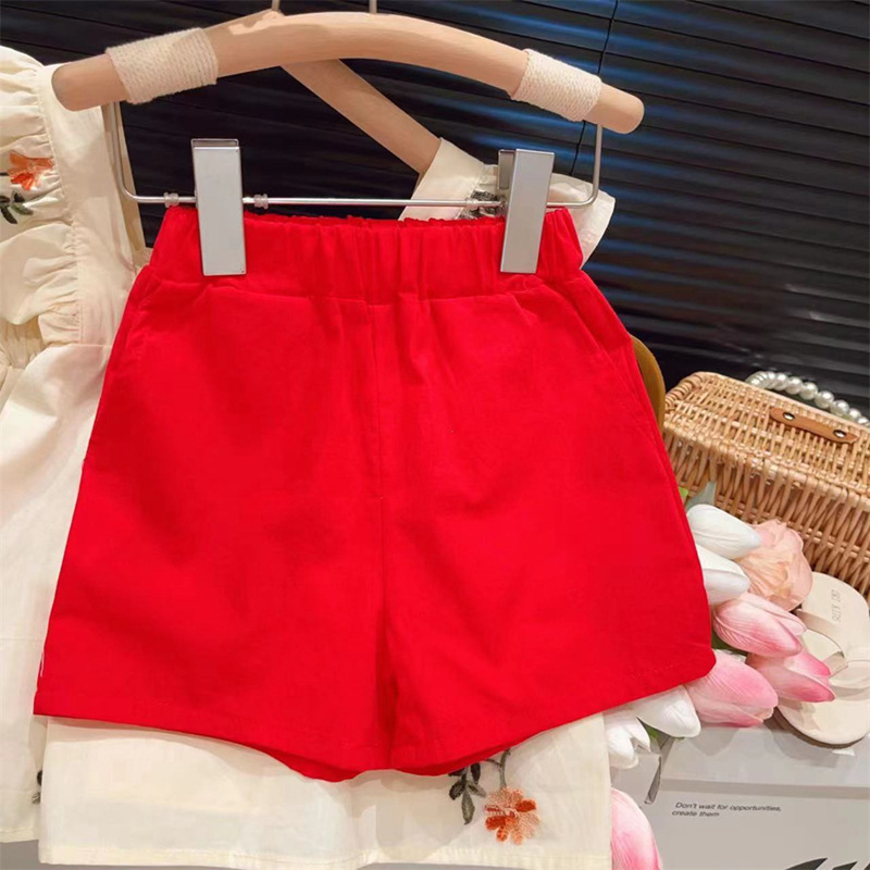 Korean style children's and women's clothing suits for summer 2024 new style flying sleeve shorts, stylish and thin, fashionable two-piece set for girls