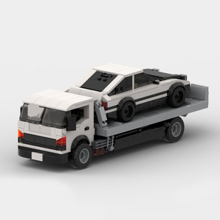 MOC Building Blocks Compatible with Lego Assembled Headline D Rescue Flatbed Trailer Universal Model speed Series 8-Case Car