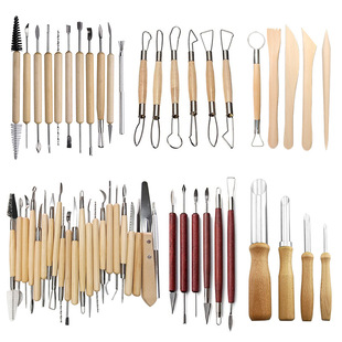 Cross-border pottery 11-piece set 22-piece set 6-piece set mahogany carving flat wire knife 4 punches pottery clay tools