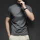 Amazon Four Seasons Men's Crewneck Half-high Collar Short-sleeved T-shirt New Solid Color Slim-fit Teenager Middle Collar Base Top
