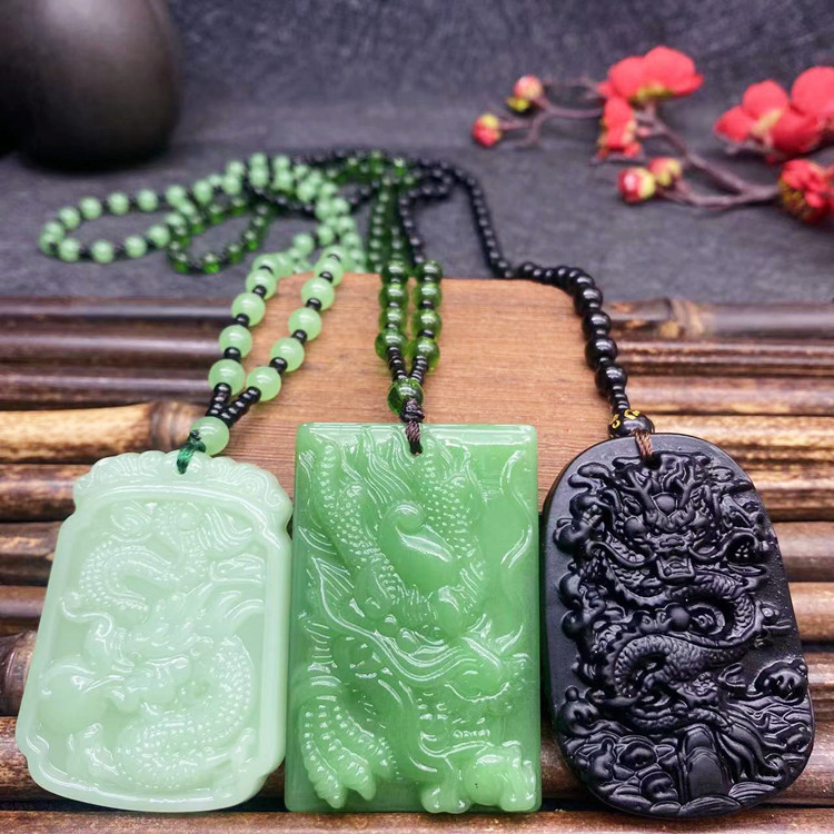 Imitation Dongling Jade Sweater Chain Dongling Jade Cabbage Necklace No Matter Dragon Phoenix Brand Guanyin Necklace