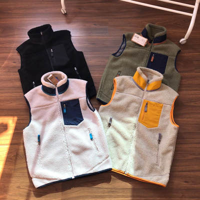 Outdoor American-style Bata Lambswool Men's and Women's Vest Warm Sports Leisure Cold-resistant Fleece Vest Collar