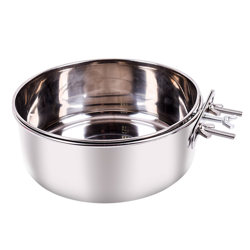 Dog food bowl, dog bowl, dog bowl, hanging stainless steel solid anti-knock over cat bowl, large dog and small pet hanging bowl