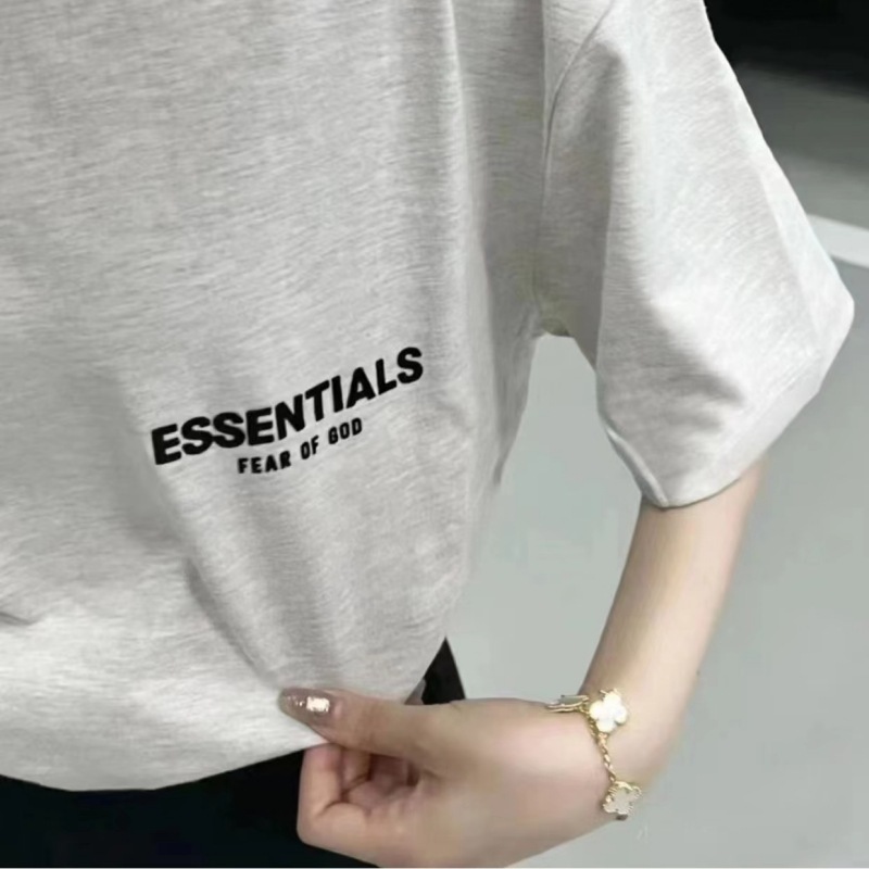 ESSENTIALS short-sleeved T-shirt men's and women's FOG double line SS22 letter printed high street fashion brand loose-fit couple T-shirt