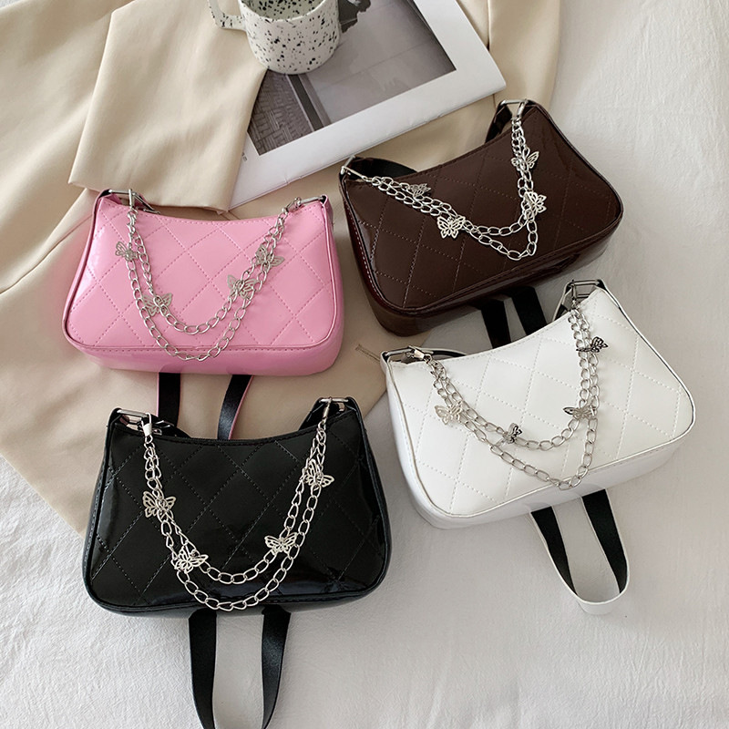 Fairy Elegant Small Bag Women's Bag 2021 New Stylish Texture Shoulder Bag Bow Chain Rhombic Underarm Bag