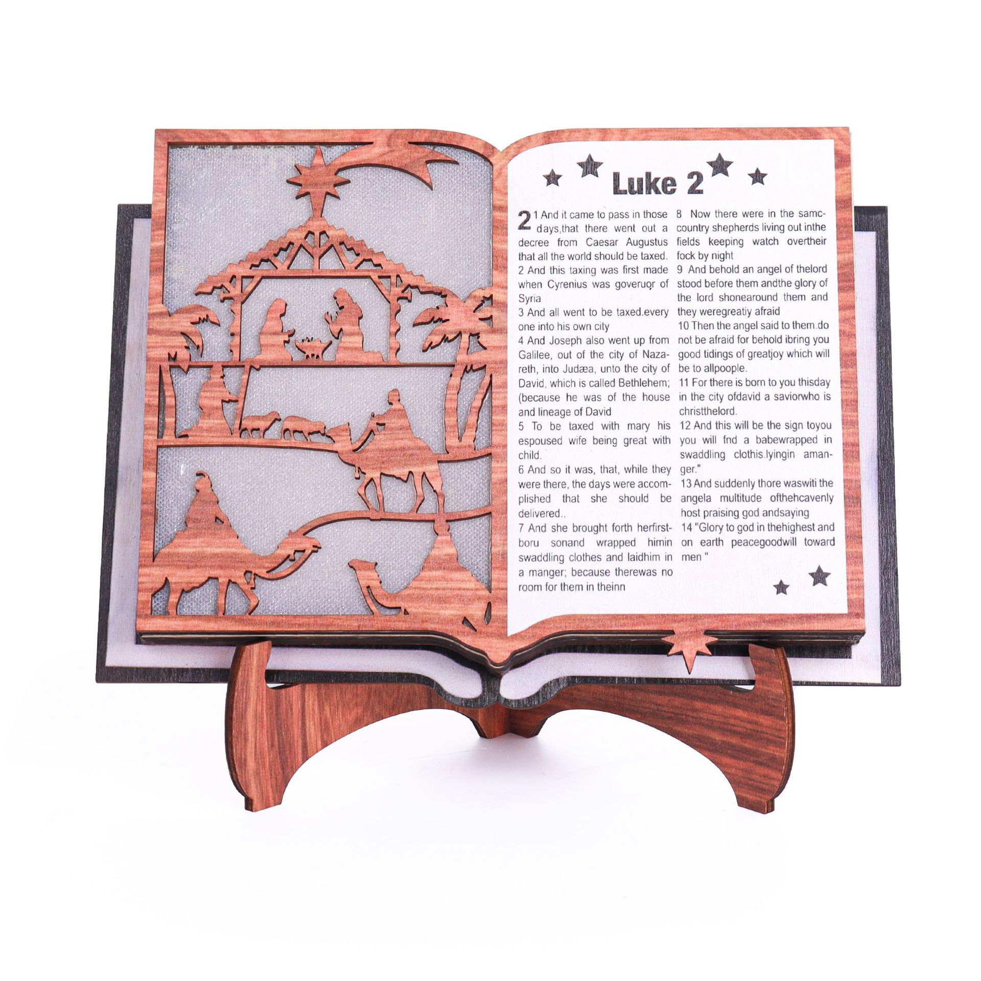 New wooden luminous scriptures craft decoration creative Jesus birth home table decoration wooden Christmas decoration