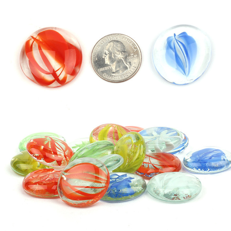 Glass Flat Beads Color Glass Flat Beads Red Green Yellow Blue Flower Heart Glass Flat Beads 12-19mm