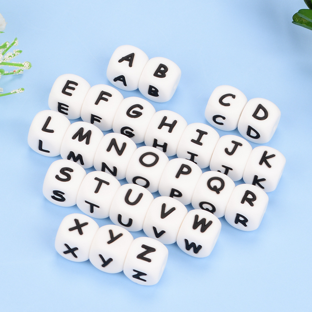 Silicone letter beads food grade baby teether pacifier chain Handmade diy beaded personalized jewelry accessories wholesale