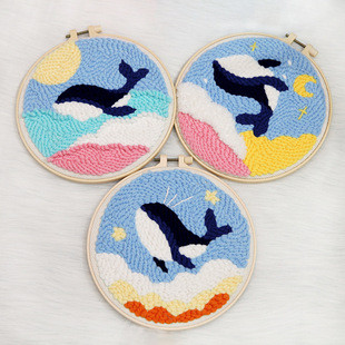 Russian Stamping Embroidery Handmade diy Material Bag Big Fish Hanging Painting Lu Embroidery Cross Stitch Children's Gift Whale Hanging Painting