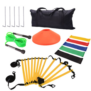 Football fitness training set fixed agile ladder latex elastic ring logo plate obstacle speed ladder set