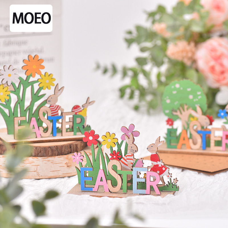 Easter New Arrival Creative Wooden DIY Easter Craft Decor Easter Rabbit Home Decor Ornament