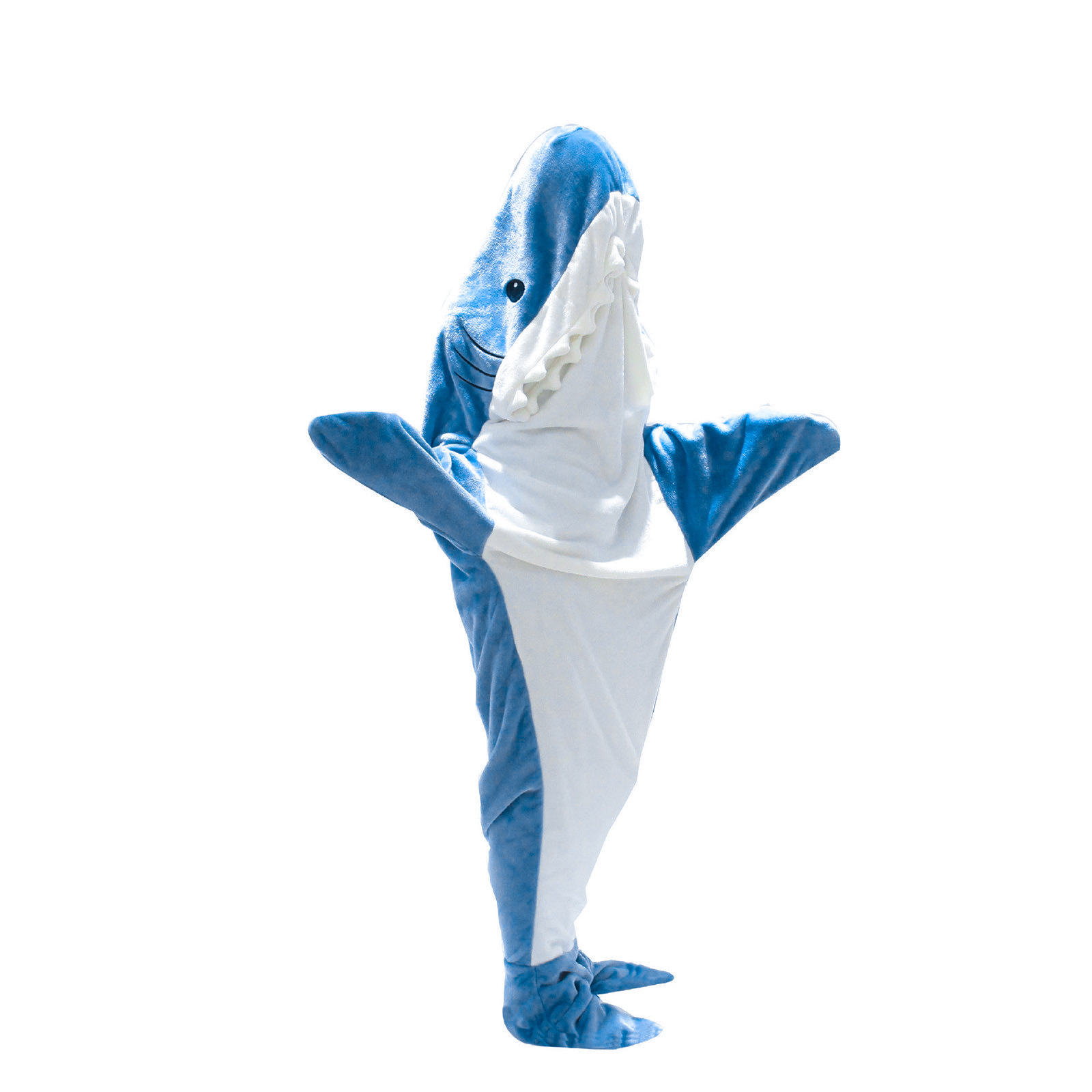 Cross-border cartoon shark sleeping bag animal one-piece pajamas flannel shark home wear one-piece shark autumn and winter sleeping bag