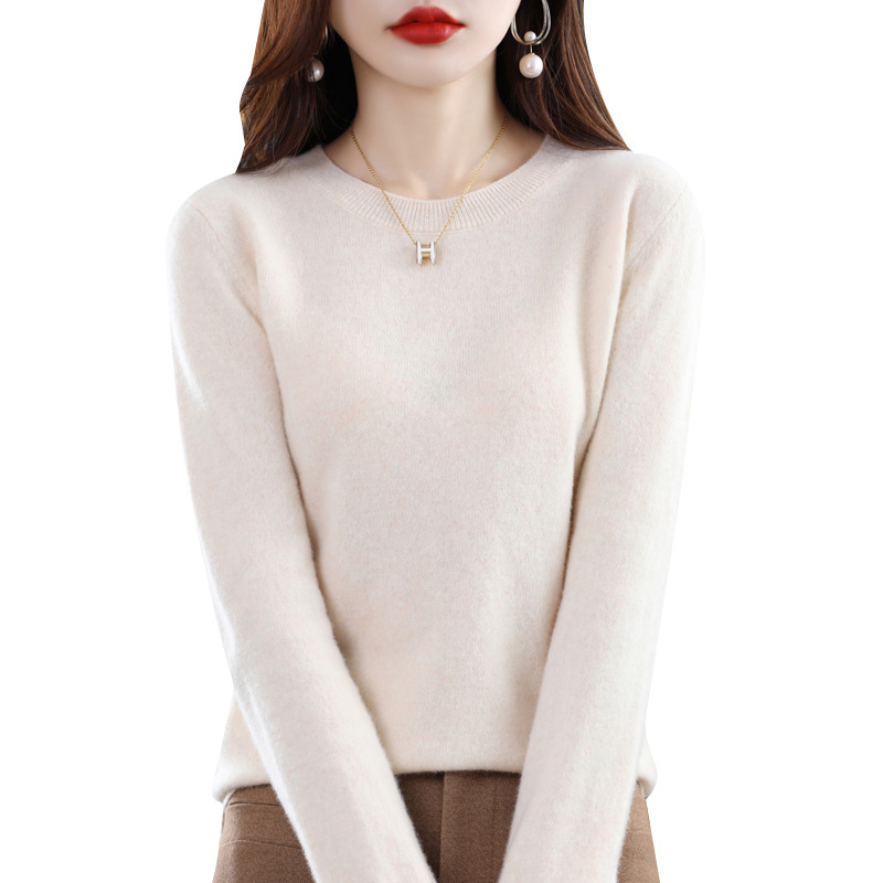 Woolen Sweater Women's New Round Neck Sweater Pullover Sweater Inner Loose Base Sweater Top Women's Casual All-match