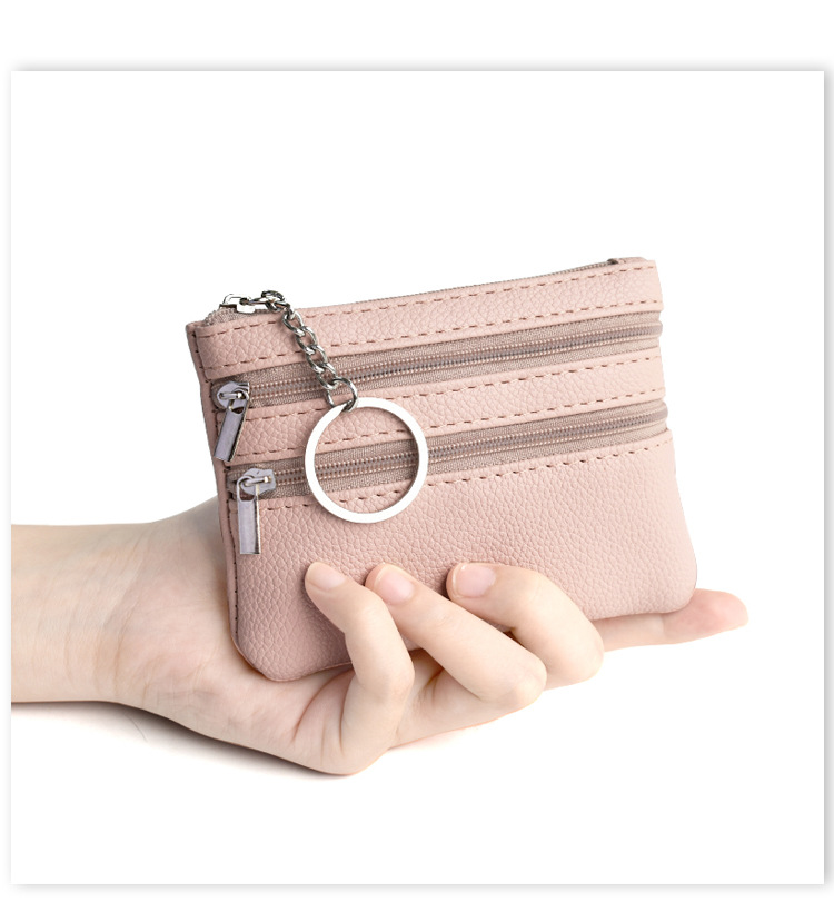 Bolso para llaves de estilo coreano para mujer, de color macarrón, minimonedero sencillo de color sólido para madres, tarjetero pequeño portátil de varias capas, suave_voghion.com
