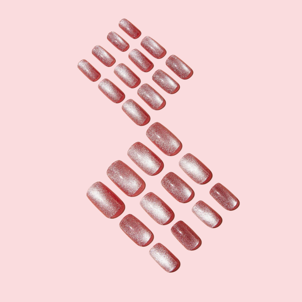 Cross-border flashing starry sky pink cat eye wear nail beauty piece foreign trade detachable fake nails false nails