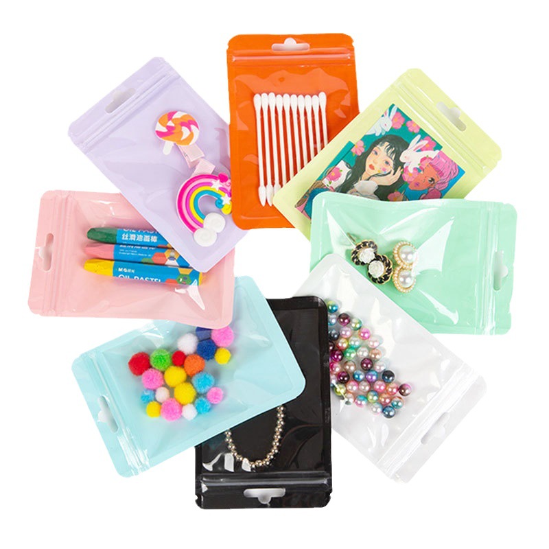 Color Macaron Self-sealing Bag Thickened Transparent Yin and Yang Sealed Plastic Bag Jewelry Goo Card Storage Packaging Bag