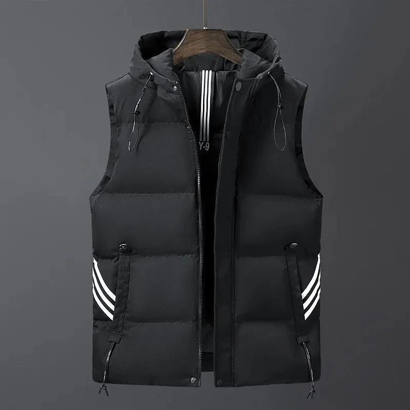 Large Size Down Cotton Vest Men's Loose Plus Fat Warm Waistcoat Vest Chubby Vest Fashionable Jacket Men's Winter