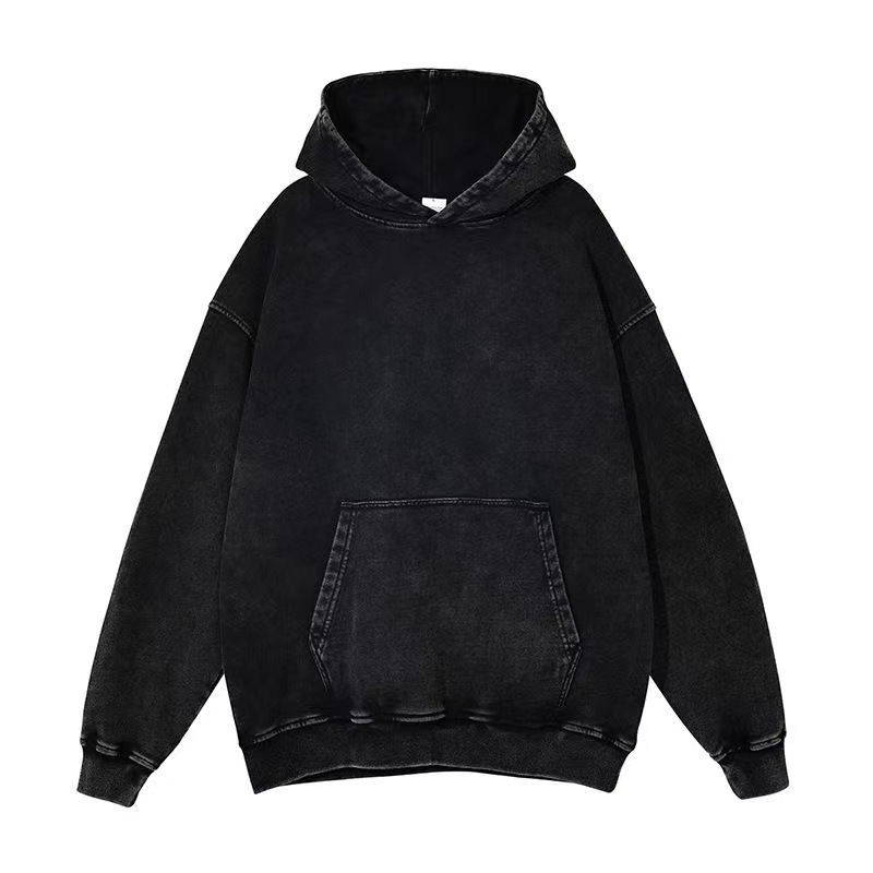 To figure the production of vests diy a minimum order of 400 grams of heavy washed old hooded long sleeve loose vests autumn men