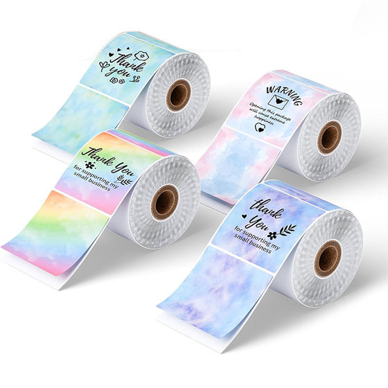 Lace gradient rainbow thermal paper printing label stickers waterproof PVC color adhesive sealing sticker in stock