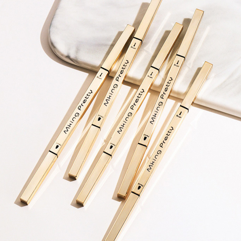 MK Small Gold Strip Double Head Eyebrow Pen Thin Triangle Head Very Fine Waterproof Sweat Persistent No Decolorization No Smoby Natural Fog Eyebrow