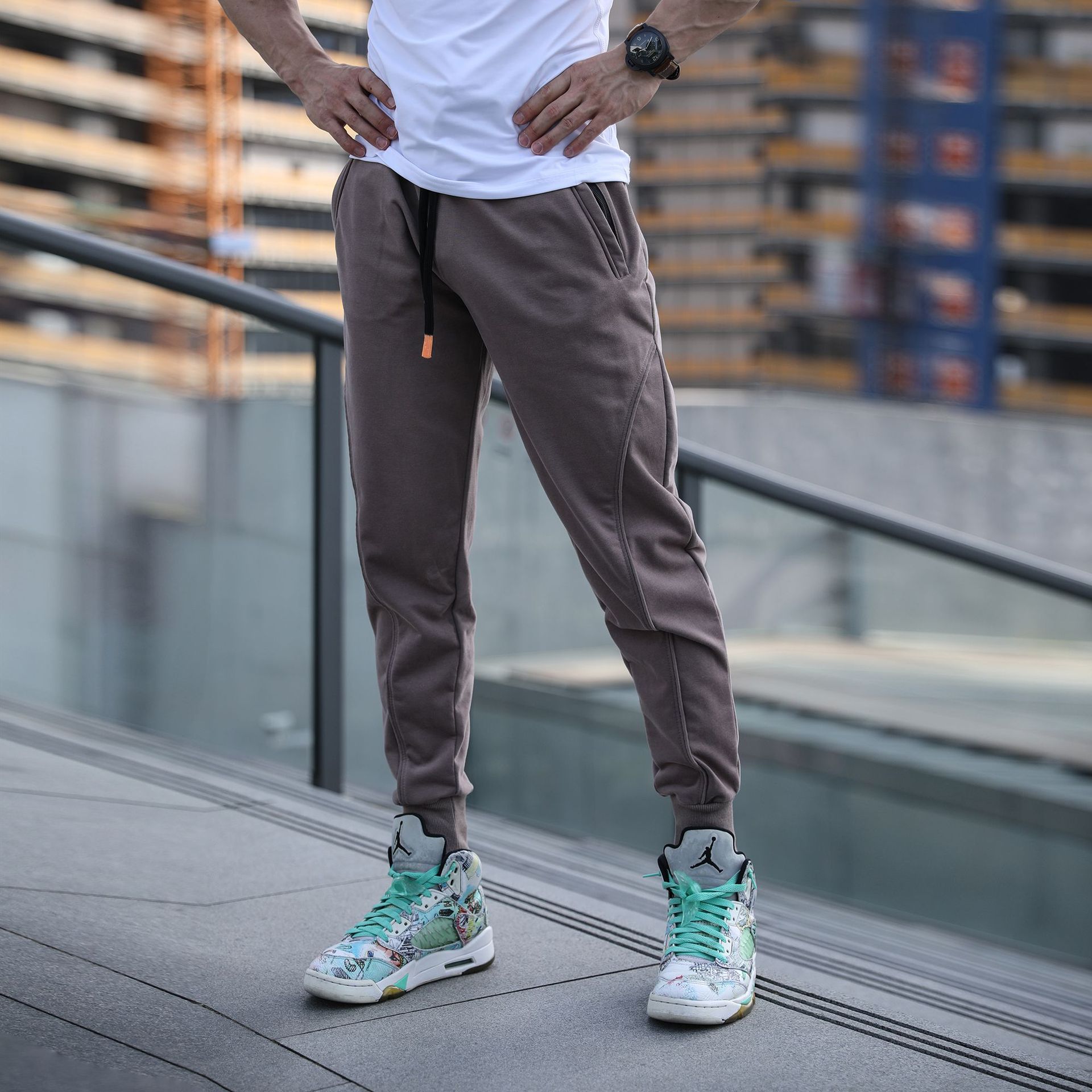 2023 Spring Men's Casual Daily Outdoor Foot-binding Cropped Pants Thin Sports Casual Fashionable Wear New Style Hair