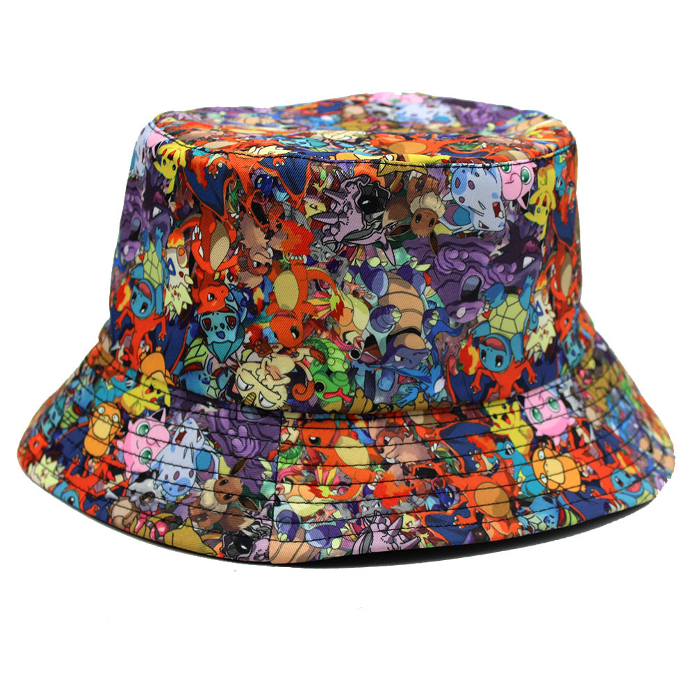Japanese anime Pokémon pocket monster fisherman hat pet spirit Pikachu dual wear unisex bucket hat trendy