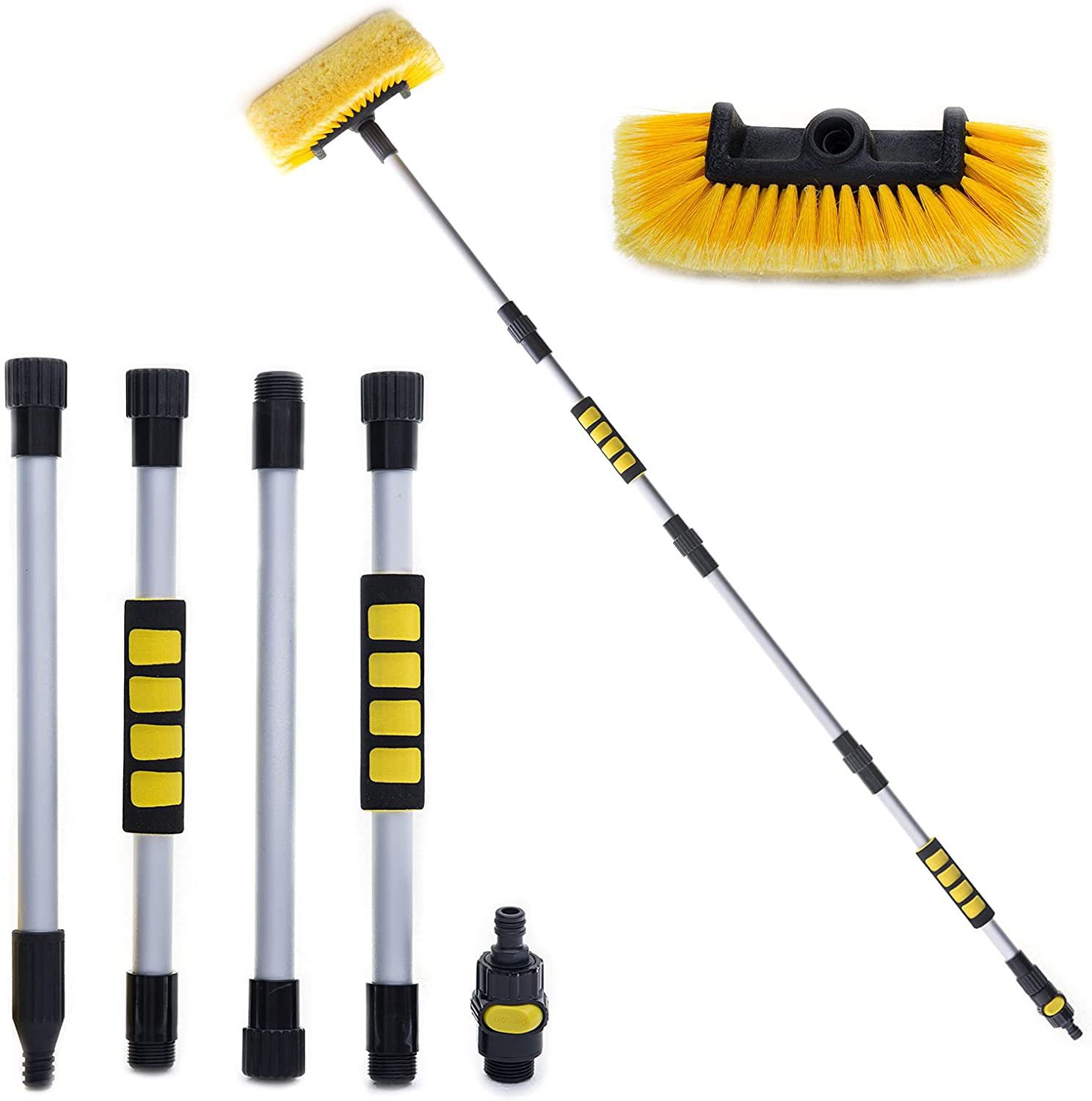 Car wash brush portable car wash brush four-section Rod detachable water brush yellow soft brush car wash