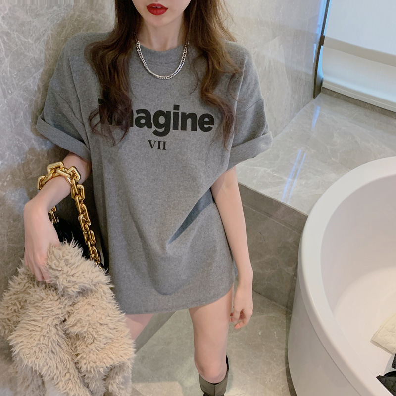 Large size short sleeve T-shirt female collar summer Korean version of New Loose Women's Letters foreign trade Women's wholesale