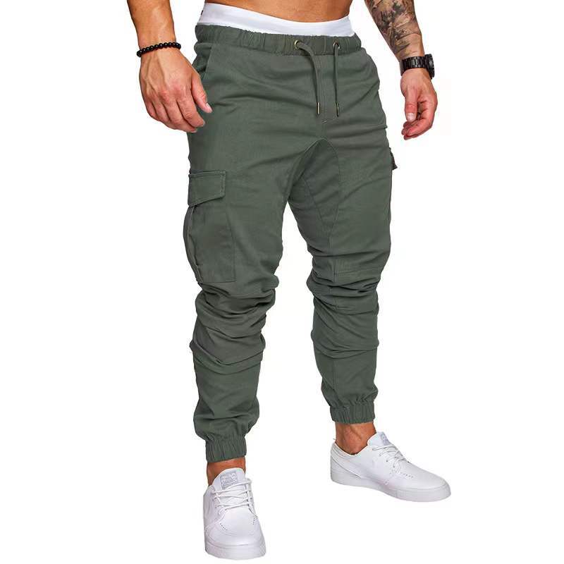 2024 foreign trade new tooling multi-pocket trousers men's woven casual pants ankle-tied pants men's casual overalls
