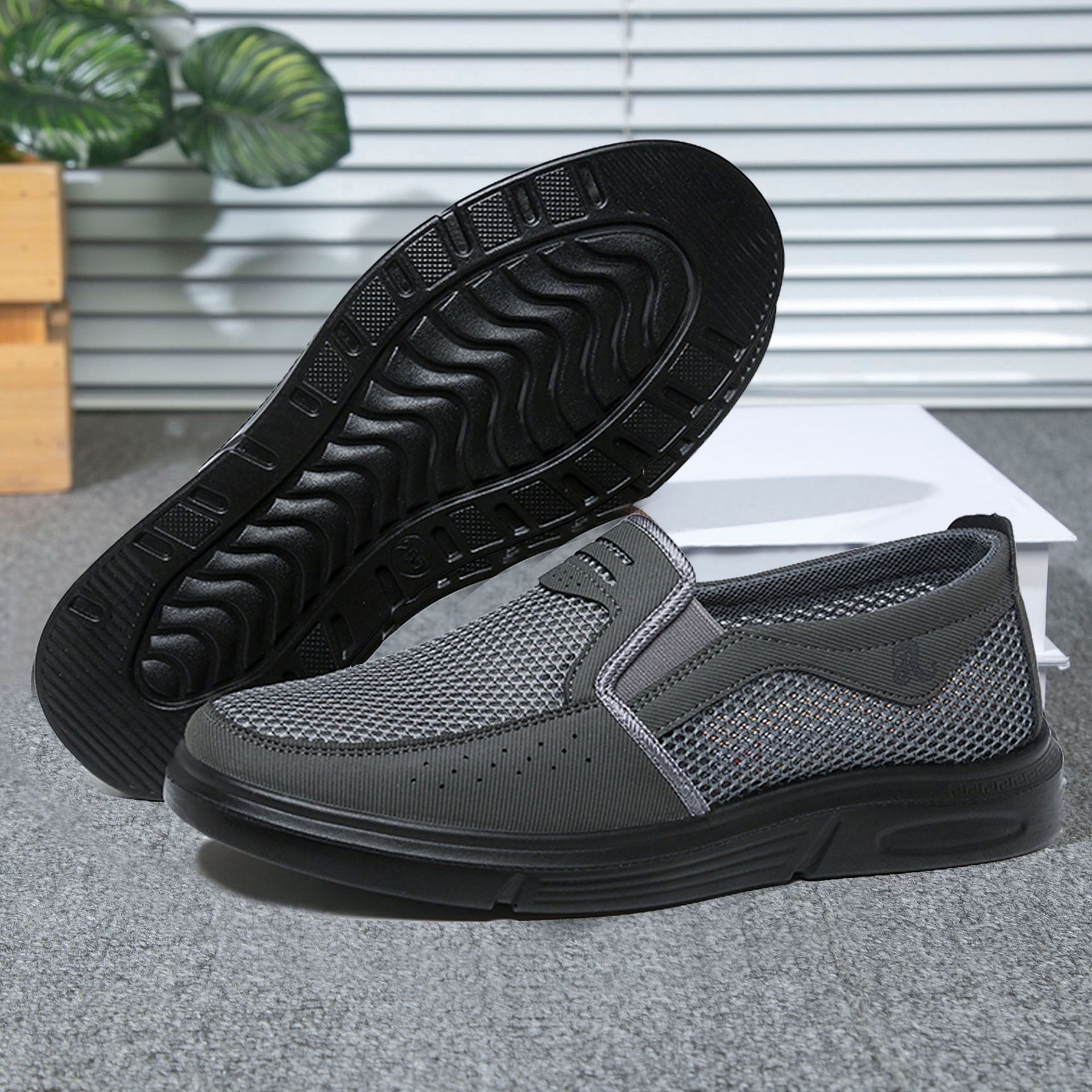 Hongfuyu Cross-border Large Size Old Beijing Cloth Shoes Men's Mesh Shoes Summer Middle-aged and Elderly Dad Casual Shoes Breathable Dad Shoes