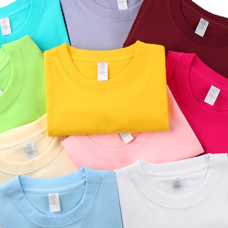 250g heavy long staple cotton two white cotton small neckline men's and women's short sleeve T-shirt tide solid color men's wholesale