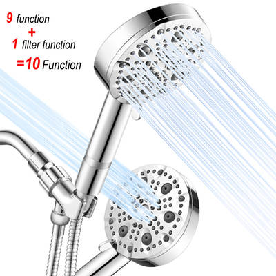 CUPC foreign trade cross-border Europe and the United States 9+1 function with spray gun water pressurized filter beauty hand shower nozzle set