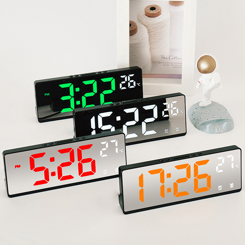 Creative multi-function electronic clock simple large screen clock multi-group alarm clock student bedside clock factory direct 6631