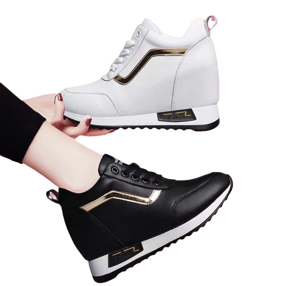 Hidden height women's shoes sports casual fashion all-matching 2023 new one-piece delivery leather shoes Korean style popular platform