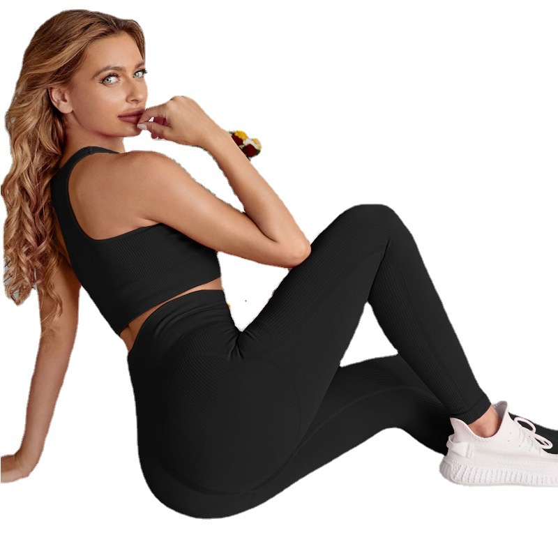 European and American sports yoga clothes suit Bra trousers two-piece running fitness nylon moisture wicking quick-drying