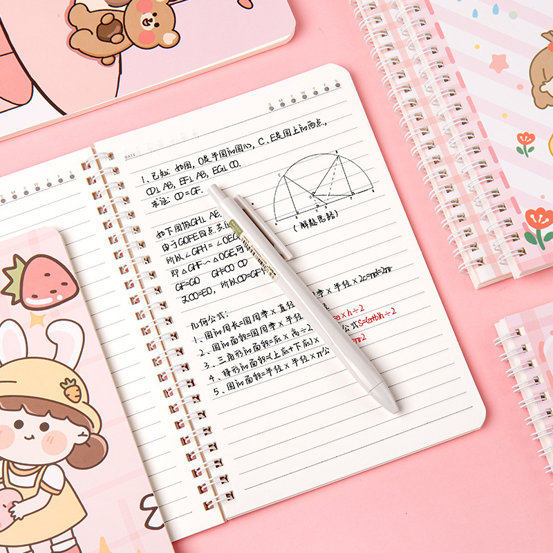 Cartoon A5 coil book Primary School students creative cute stationery horizontal line soft copy eye protection notepad wholesale