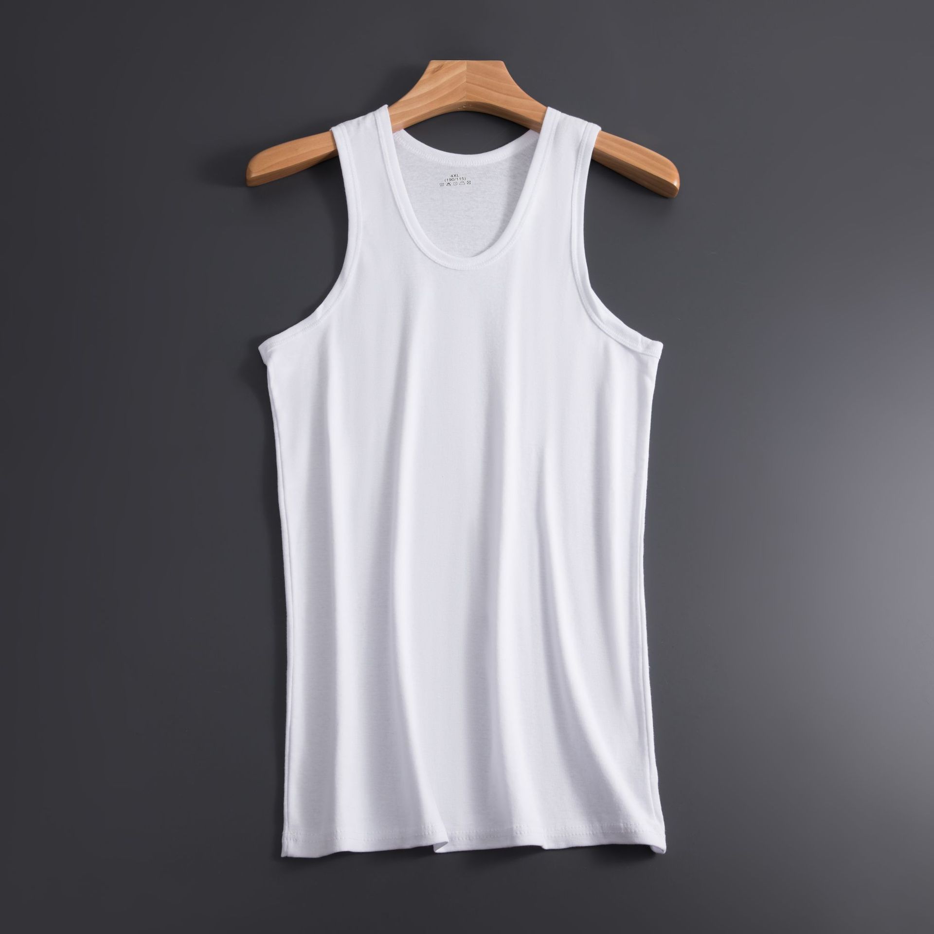 Men's Cotton Vest Summer Autumn and Winter Threaded Sling Elastic Slim Sports Backing Sweatshirt Hurdle Solid Color Direct Selling