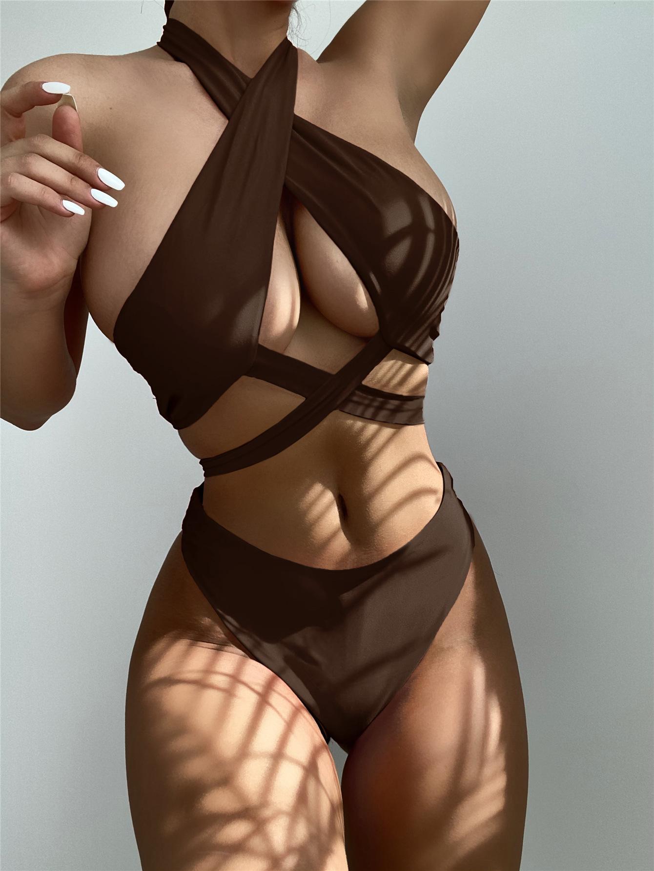 AliExpress European and American Foreign Trade Women's Split Swimsuit Sexy Neck Strap Bikini 1014WZ