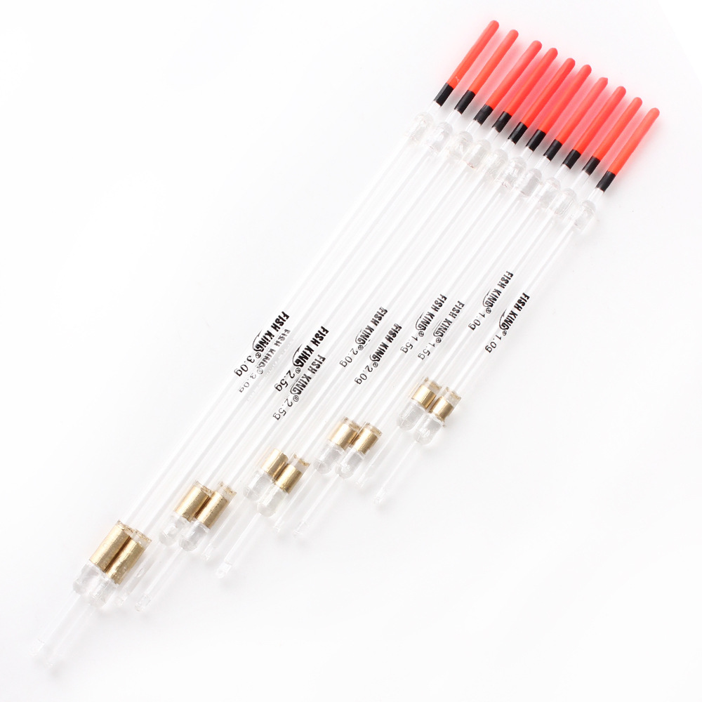 FISHKING copper pendant float hollow float 10 mixed g crystal tube vertical float eye-catching plastic long shot cross-border wholesale