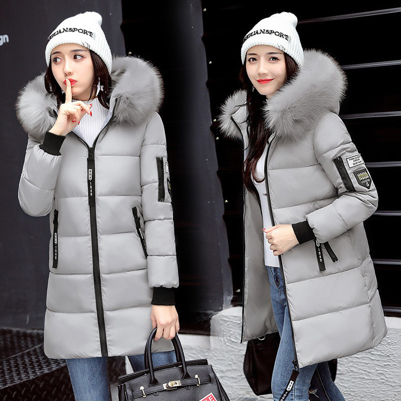 2022 New Korean Style Student Large Fur Collar Down Cotton-padded Coat Women's Winter Slim-fit Mid-length Fashionable Cotton-padded Coat