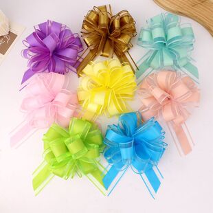 Cross-Border special for 50 double-layer snow gauze simple and elegant natural color three-dimensional spherical hand-pulled flower wedding car Christmas New Year gift pulled flower