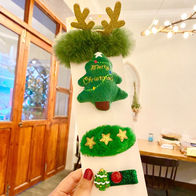 Cross-border hot Christmas hair accessories rubber band brooch clip set Christmas festival gift hairpin spot wholesale