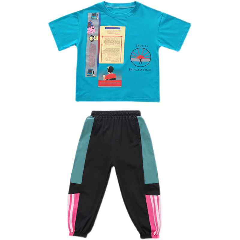 童装男童夏装网红套装2023年新款儿童运动套装男孩洋气帅气时髦潮