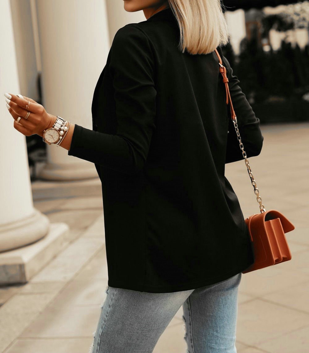 W6906 European and American fashion women's autumn and winter casual solid color suit jacket
