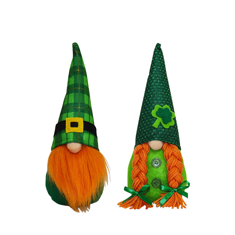 2023 St. Patrick's Day Party Decoration Irish Green Shamrock Faceless Doll Decoration Holiday Ornaments