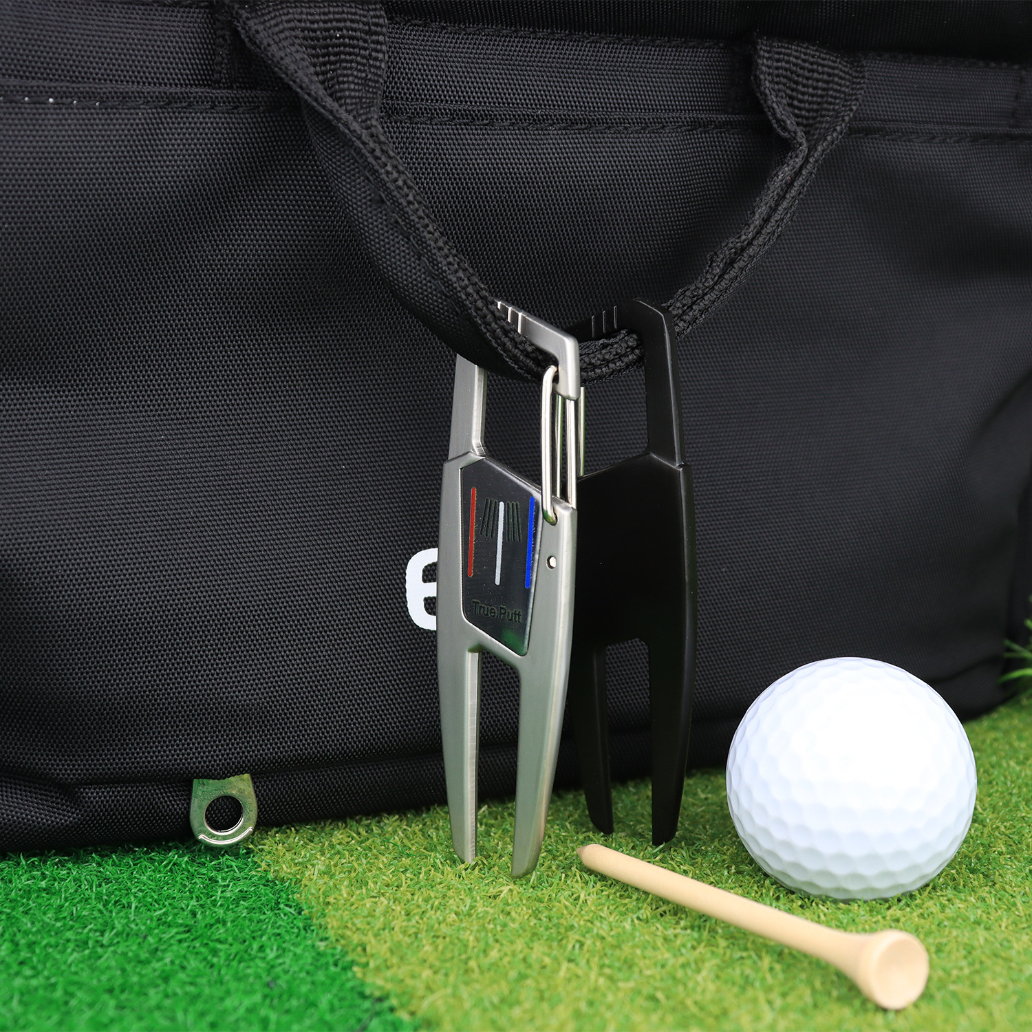 Cross-border new portable hanging buckle type green fork magnetic ball label True putt mark golf fork