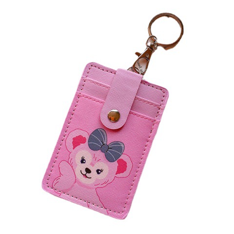 Simple Solid Color Card Case Puleather Bus Card ID Card Subway Card Keychain School Card Protection Leather Case