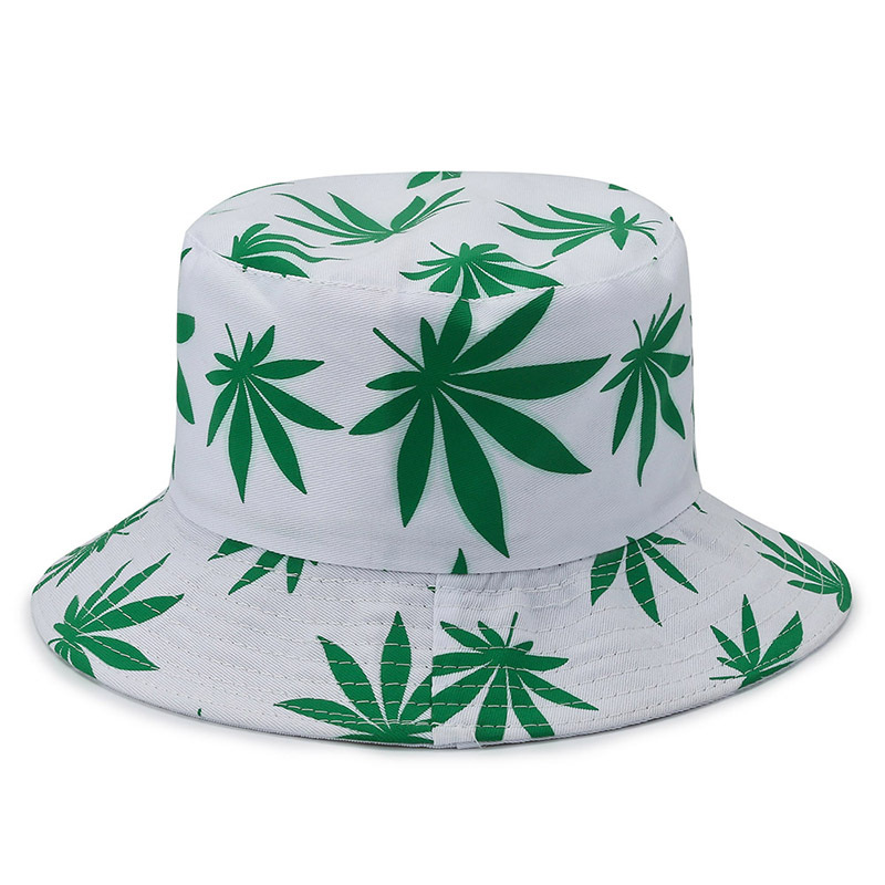 Korean double-sided all-match travel sun hat men's and women's fashion printed basin hat cross-border new Maple Leaf fisherman hat