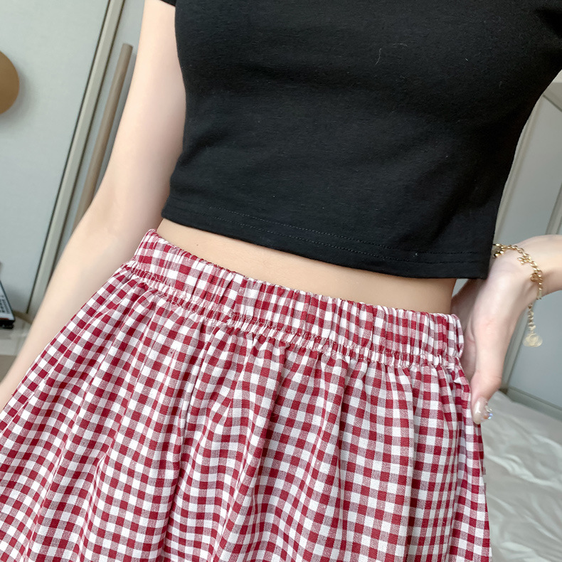 2022 Embrace Summer Home Shorts Plaid Pants Sports High Waist Slimming Wide Leg Pants Loose Casual Pajama Pants for Women